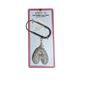 Piper K A Inital Silver and Gold Bag Charm Key Chain Bubble Letter